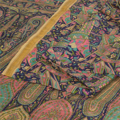 Sanskriti Vintage Sarees Quilting Felting Craft Fabric 100% Pure Silk Print Sari