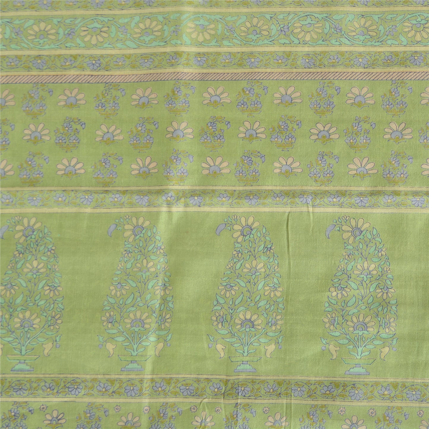 Sanskriti Vintage Sarees Pure Silk Print Sari 6yd Quilting Felting Craft Fabric