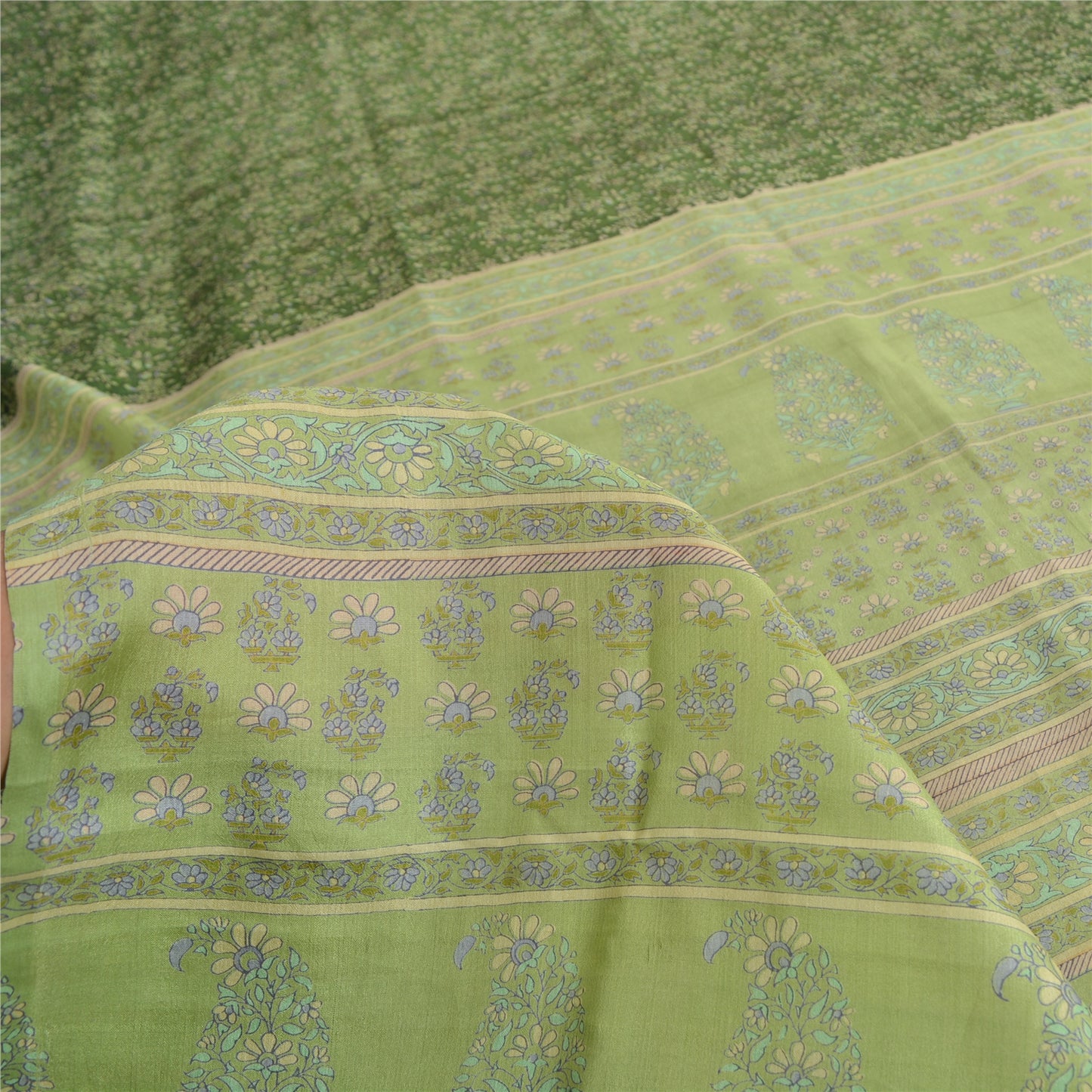 Sanskriti Vintage Sarees Pure Silk Print Sari 6yd Quilting Felting Craft Fabric