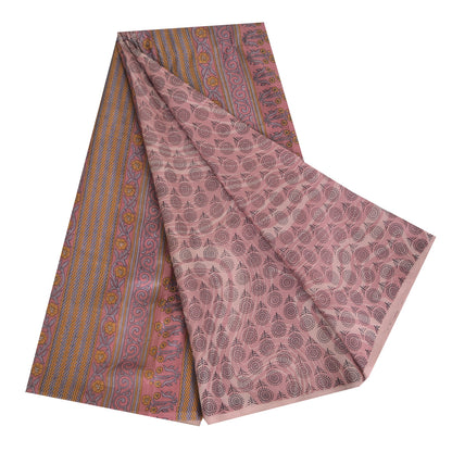 Sanskriti Vintage Sarees Indian Mauve Pure Silk Printed Sari 5yd Craft Fabric