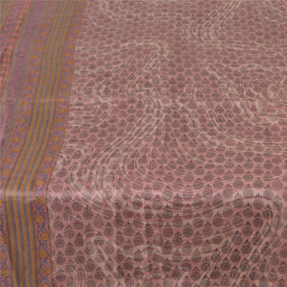 Sanskriti Vintage Sarees Indian Mauve Pure Silk Printed Sari 5yd Craft Fabric