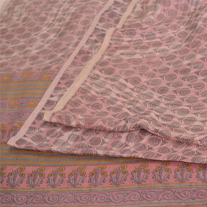 Sanskriti Vintage Sarees Indian Mauve Pure Silk Printed Sari 5yd Craft Fabric