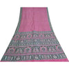 Sanskriti Vintage Sarees Indian Pink Pure Silk Printed Sari 5yd Craft Fabric