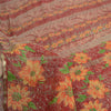 Sanskriti Vintage Sarees From India Red Pure Silk Printed Sari 5yd Craft Fabric