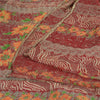 Sanskriti Vintage Sarees From India Red Pure Silk Printed Sari 5yd Craft Fabric