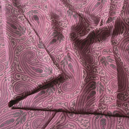 Sanskriti Vintage Sarees Purple Pure Silk Printed Woven Border Sari Craft Fabric