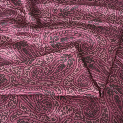 Sanskriti Vintage Sarees Purple Pure Silk Printed Woven Border Sari Craft Fabric