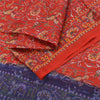 Sanskriti Vintage Sarees Red/Purple Pure Silk Printed Sari Floral Craft Fabric