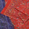 Sanskriti Vintage Sarees Red/Purple Pure Silk Printed Sari Floral Craft Fabric