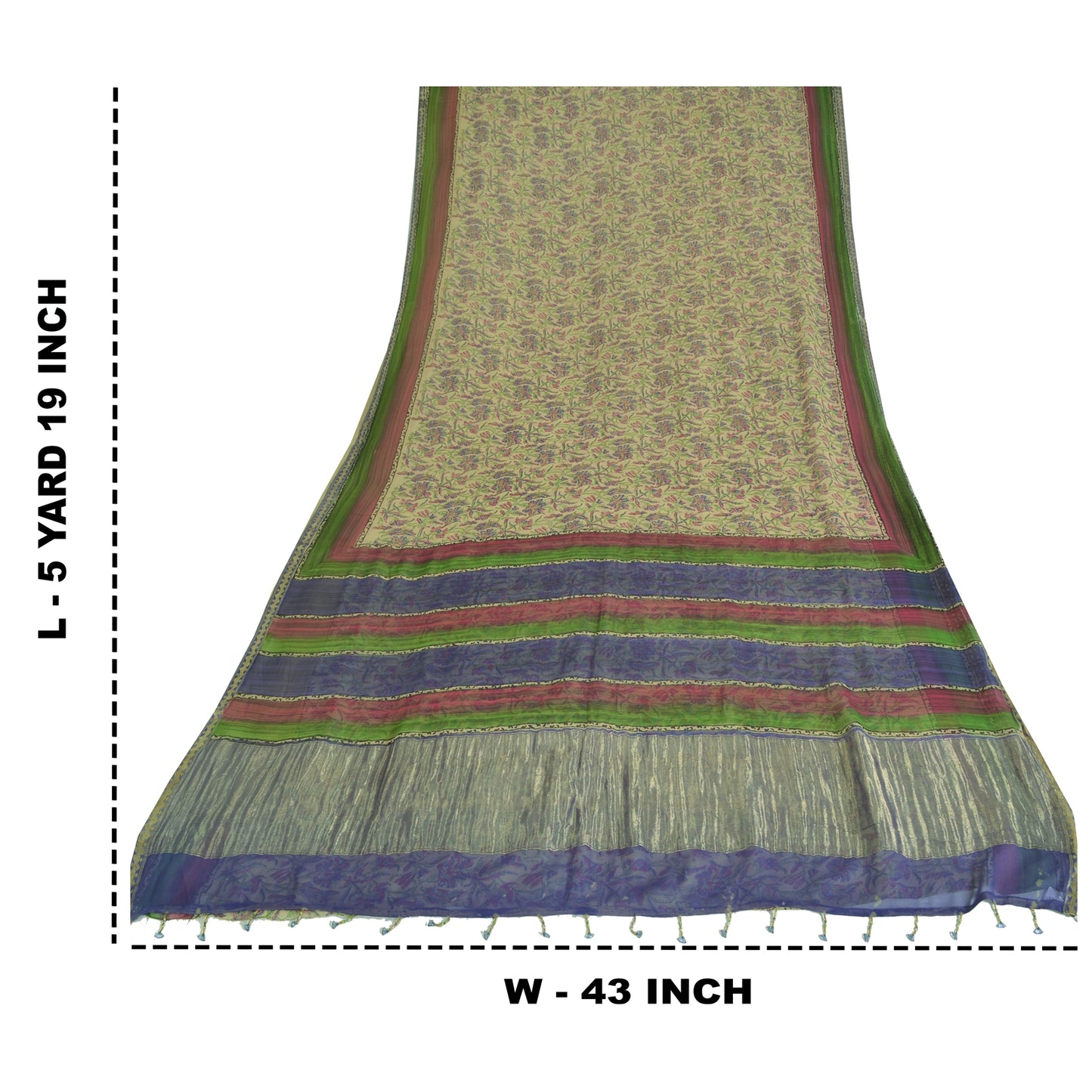 Sanskriti Vintage Sarees Pure Georgette Hand Block Sari Quilting Felting Fabric