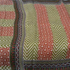 Sanskriti Vintage Sarees Green/Red Pure Silk Geometric Printed Sari Craft Fabric