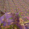 Sanskriti Vintage Sarees Purple Pure Silk Animal Printed Sari 5yd Craft Fabric