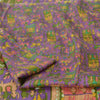 Sanskriti Vintage Sarees Purple Pure Silk Animal Printed Sari 5yd Craft Fabric