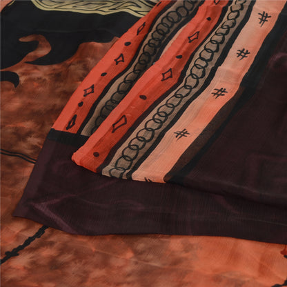 Sanskriti Vintage Sarees Pure Chiffon Quilting Felting Craft Fabric Printed Sari