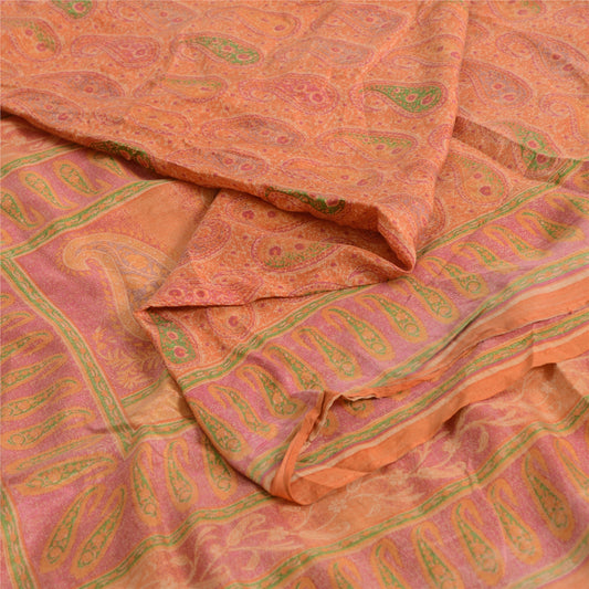 Sanskriti Vintage Sarees Pure Silk 5yd Quilting Felting Craft Fabric Print Sari