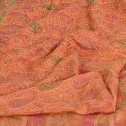 Sanskriti Vintage Sarees Pure Silk 5yd Quilting Felting Craft Fabric Print Sari