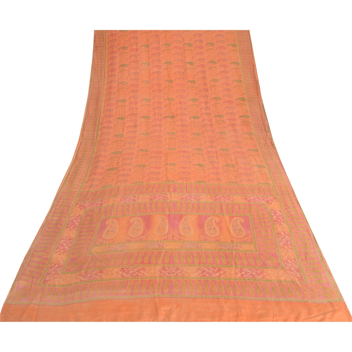 Sanskriti Vintage Sarees Pure Silk 5yd Quilting Felting Craft Fabric Print Sari