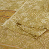 Sanskriti Vintage Sarees Shades of Cream Pure Silk Printed Sari 5yd Craft Fabric