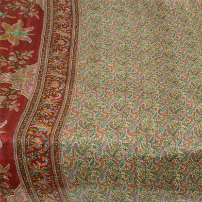 Sanskriti Vintage Sarees 5yd Quilting Felting Craft Fabric Pure Silk Print Sari