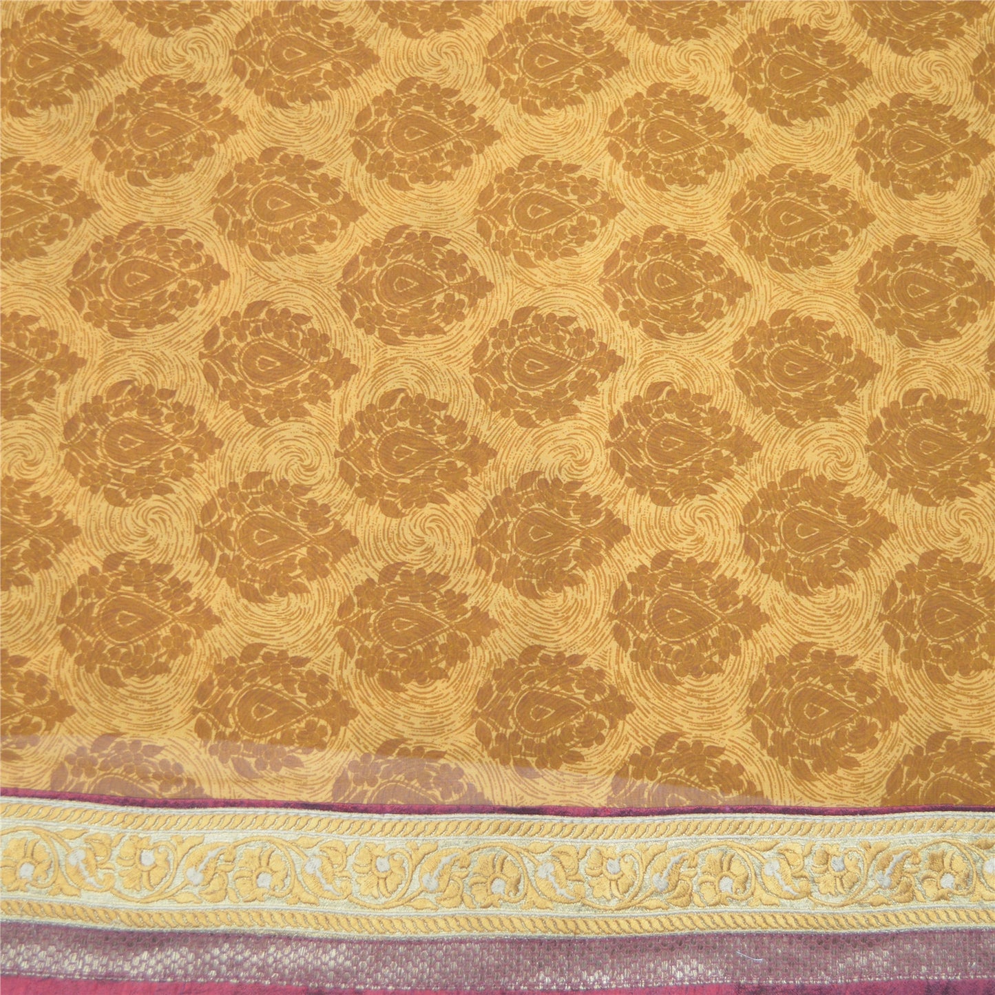 Sanskriti Vintage Sarees Pure Georgette Embroidered Patch Printed Sari Fabric