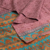 Sanskriti Vintage Sarees Mauve 100% Pure Silk Printed Sari Floral Craft Fabric