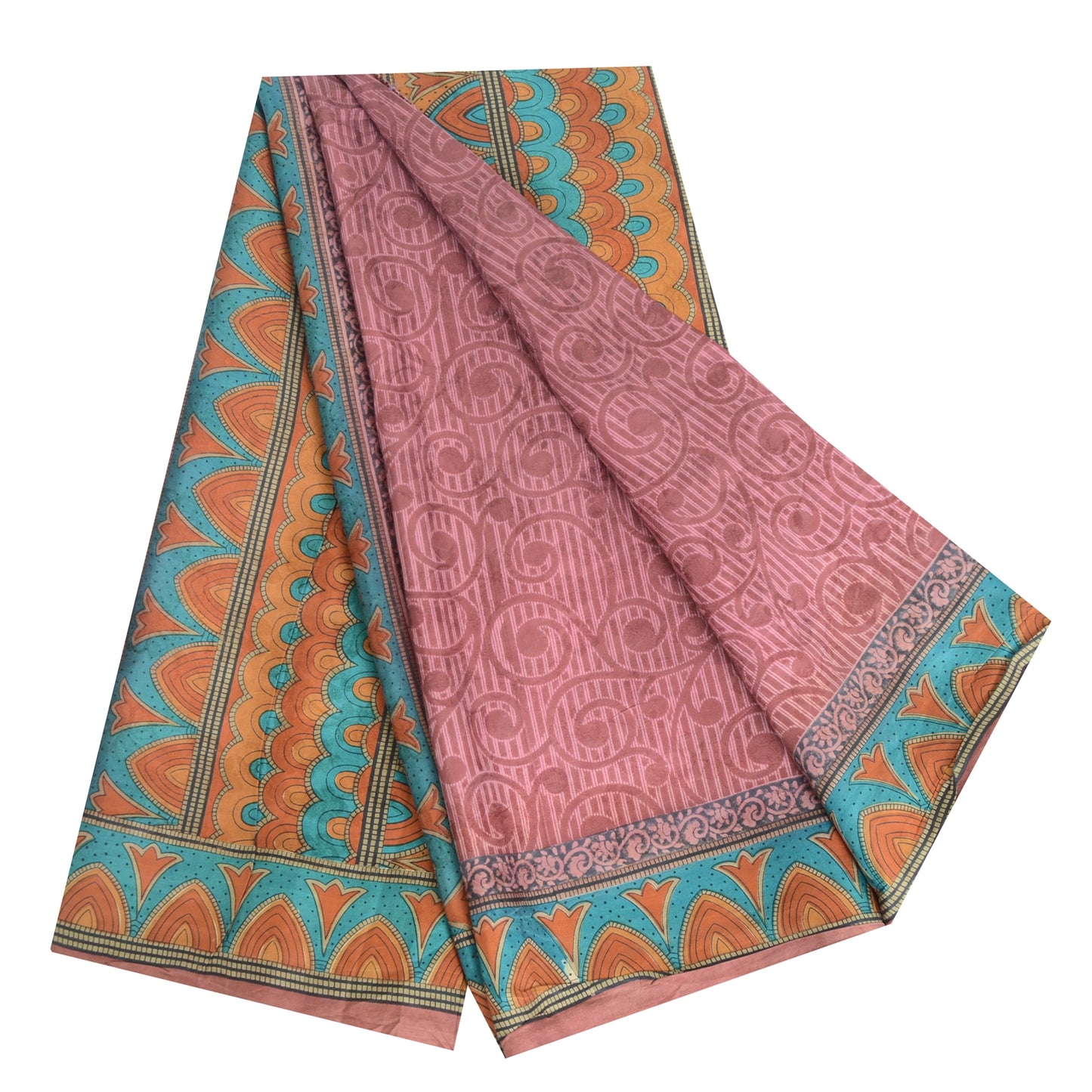 Sanskriti Vintage Sarees Mauve 100% Pure Silk Printed Sari Floral Craft Fabric