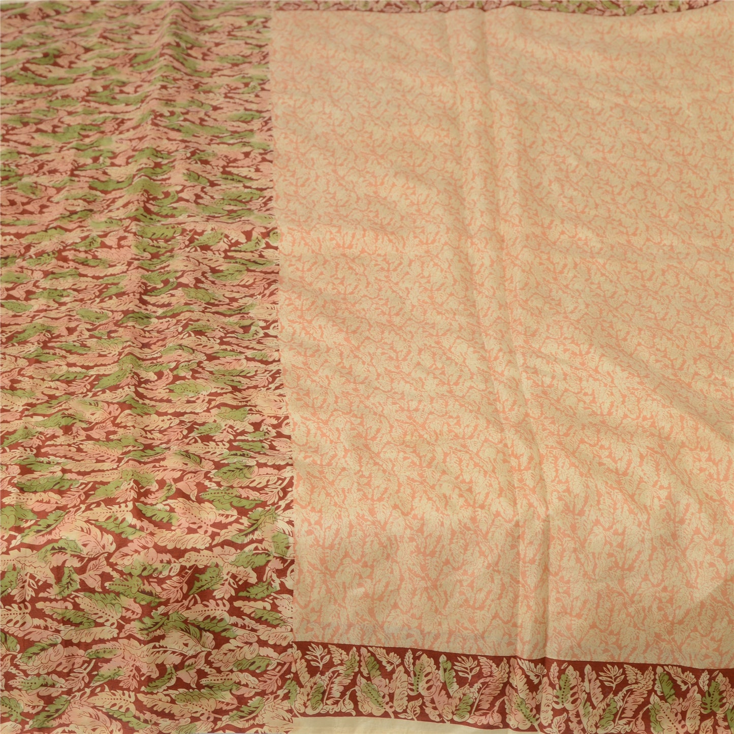 Sanskriti Vintage Sarees 5yd Quilting Felting Craft Fabric Pure Silk Print Sari