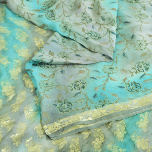 Sanskriti Vintage Sarees Pure Georgette Quilting Felting Craft Fabric Print Sari