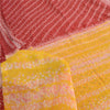 Sanskriti Vintage Sarees Red/Yellow 100% Pure Silk Printed Sari 5yd Craft Fabric