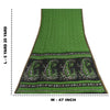 Sanskriti Vintage Sarees Green Zari Border Pure Silk Print Sari 5yd Craft Fabric