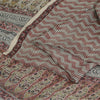 Sanskriti Vintage Sarees Cream/Red Pure Georgette Print Sari 6yd Craft Fabric