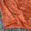 Sanskriti Vintage Sarees Red/Green 100% Pure Silk Printed Sari 5yd Craft Fabric