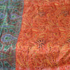 Sanskriti Vintage Sarees Red/Green 100% Pure Silk Printed Sari 5yd Craft Fabric