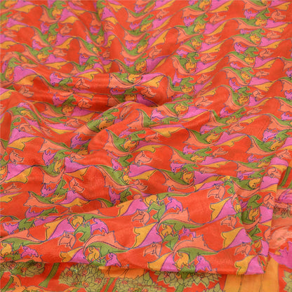 Sanskriti Vintage Sarees Pure Silk 6yd Quilting Felting Craft Fabric Print Sari