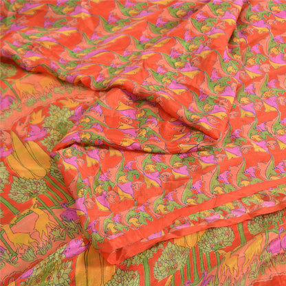 Sanskriti Vintage Sarees Pure Silk 6yd Quilting Felting Craft Fabric Print Sari