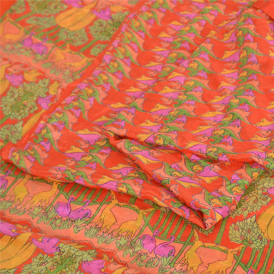 Sanskriti Vintage Sarees Pure Silk 6yd Quilting Felting Craft Fabric Print Sari