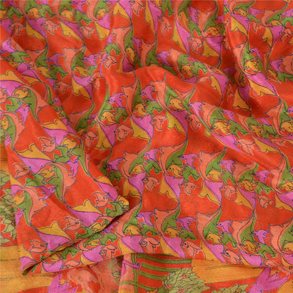 Sanskriti Vintage Sarees Pure Silk 6yd Quilting Felting Craft Fabric Print Sari