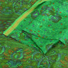 Sanskriti Vintage Sarees Green Zari Border Pure Silk Printed Sari Craft Fabric