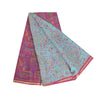 Sanskriti Vintage Sarees Quilting Felting Craft Fabric Blue/Pink Pure Silk Sari