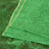 Sanskriti Vintage Sarees Green 100% Pure Silk Printed Sari 5yd Craft Fabric