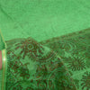 Sanskriti Vintage Sarees Green 100% Pure Silk Printed Sari 5yd Craft Fabric