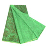 Sanskriti Vintage Sarees Green 100% Pure Silk Printed Sari 5yd Craft Fabric