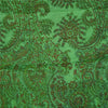 Sanskriti Vintage Sarees Green 100% Pure Silk Printed Sari 5yd Craft Fabric