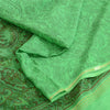 Sanskriti Vintage Sarees Green 100% Pure Silk Printed Sari 5yd Craft Fabric