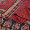 Sanskriti Vintage Sarees Red Quilting Felting Craft Fabric Pure Silk Print Sari