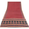 Sanskriti Vintage Sarees Red Quilting Felting Craft Fabric Pure Silk Print Sari