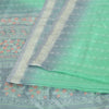 Sanskriti Vintage Sarees Indian Green Pure Silk Printed Sari 5yd Craft Fabric