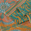 Sanskriti Vintage Sarees Green/Yellow Pure Silk Printed Sari 5yd Craft Fabric