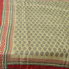 Sanskriti Vintage Sarees Cream Block Printed Pure Silk Sari Floral Craft Fabric