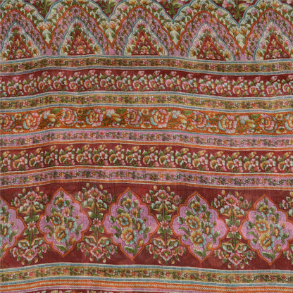 Sanskriti Vintage Sarees 5yd Quilting Felting Craft Fabric Pure Silk Print Sari